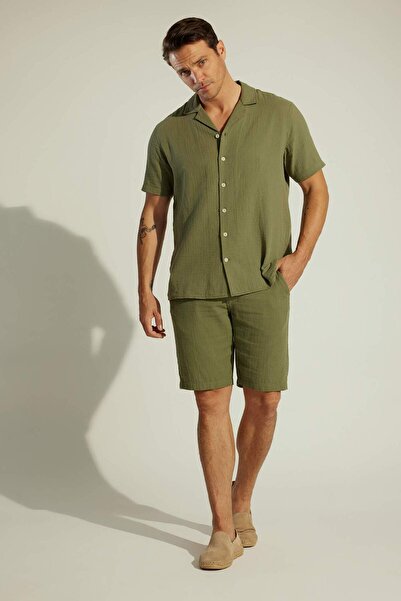 DeFacto Regular Fit Linen Look Flexible Waisted Shorts X3700Az23Sm