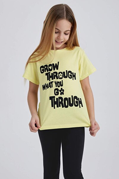 DeFacto Girls' Printed Short Sleeve T-Shirt Z7731A623Sm