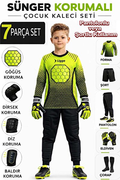 Liggo Higuita Göğüs Süngerli Çocuk Kaleci Forması Çocuk Kaleci Eldiveni Çocuk...