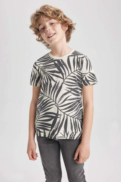 DeFacto Boy's Crew Neck Patterned Short Sleeve T-Shirt Z8026A623Sm