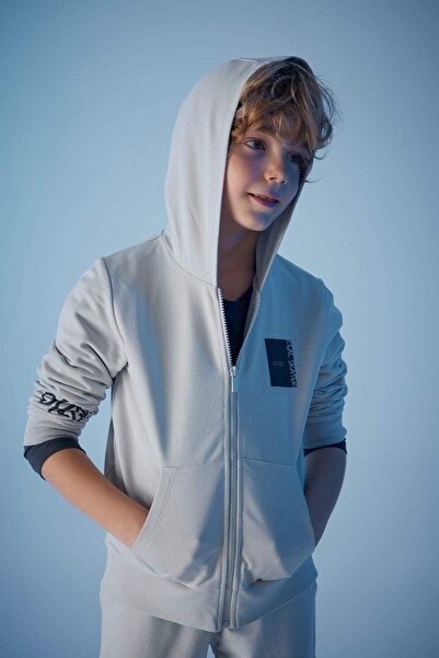 DeFacto Boy's Hooded Printed Zipper Sweatshirt Z4106A623Sp