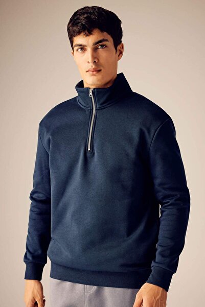 DeFacto Udobna majica sa visokim ovratnikom i patentnim zatvaračem, standardn...