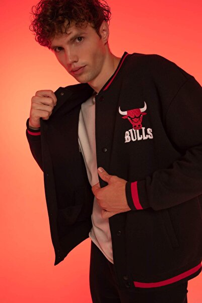 DeFacto Nba Chicago Bulls Oversized Fit Cardigan Y0213Az22Au