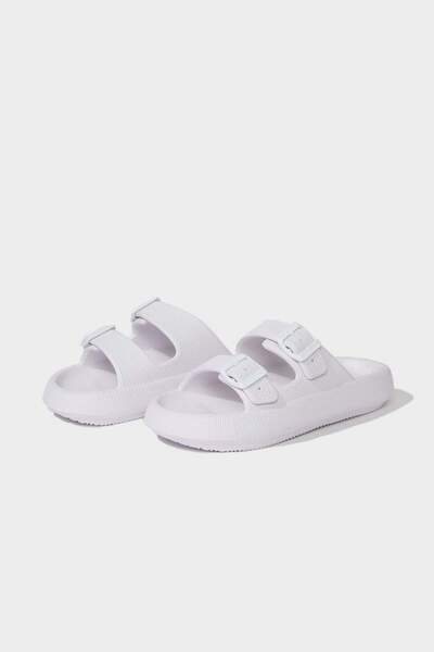 DeFacto Papuci albi pentru femei, cu talpă groasă, cu bandă dublă X1085AZ22SM