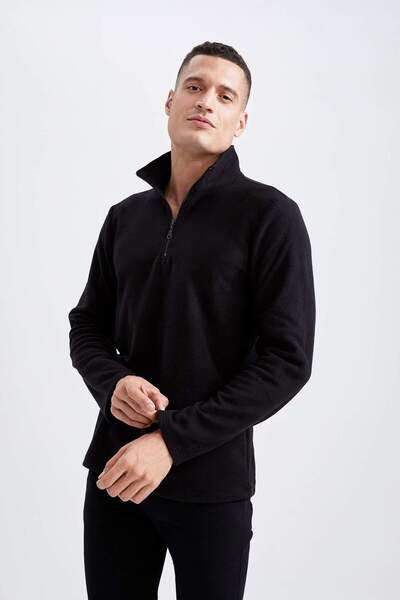DeFacto Fleece cu fermoar guler ridicat cu jumătate de fermoar Regular Fit Sw...