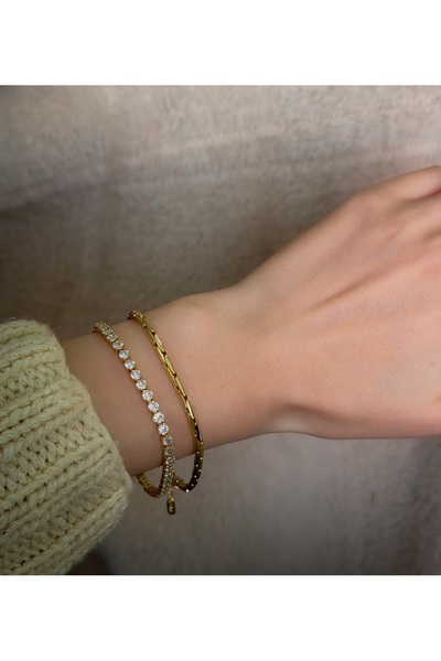 Nis Accessories 14 Ayar Altın Kaplama Başak Bileklik