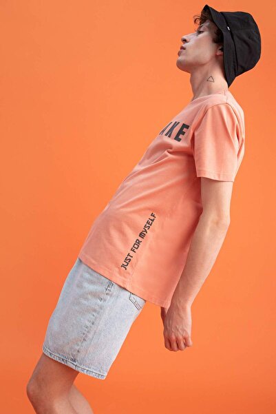 DeFacto Μπλουζάκι με κανονική εφαρμογή Crew λαιμόκοψη από βαμβακερό χτενισμέν...