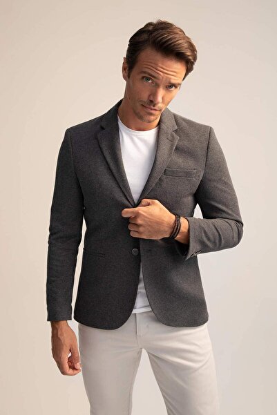 DeFacto Slim Fit Textured Blazer Jacket N0503Az22Sp