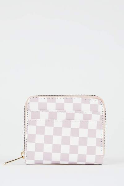 DeFacto Women's Checkerboard Patterned Faux Leather Wallet X0713Azns