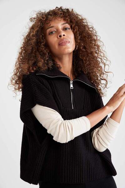 DeFacto Πουλόβερ με φερμουάρ στο λαιμό Polo Oversize