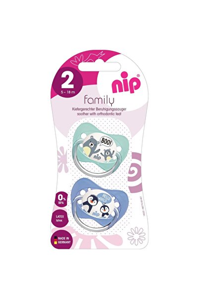 Nip Set 2 suzete Family cu tetină din latex, formă anatomică, tetină ortodont...