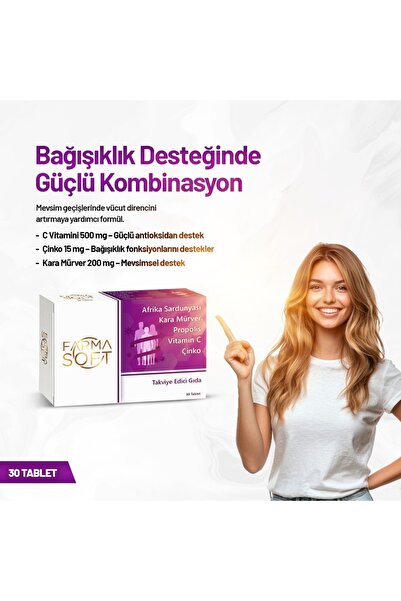 Farmasoft Kara Mürver, Afrika Sardunyası, Propolis Içeren Takviye Edici Gıda