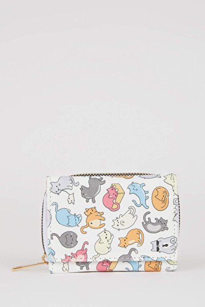 DeFacto Γυναικείο πορτοφόλι από συνθετικό δέρμα με σχέδιο γάτας R8439az21wn