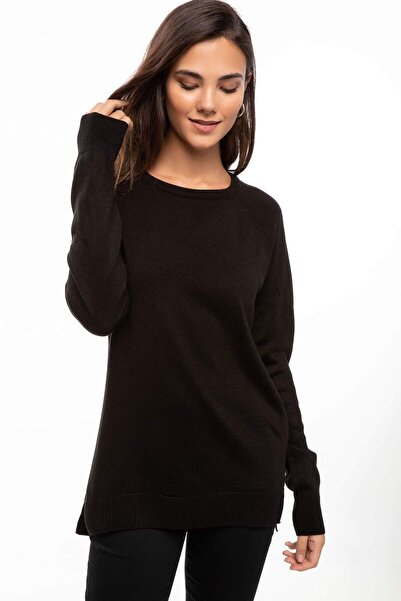 DeFacto Women's Crew Neck Asymmetrical Cut Sweater I6913Az.18Au.Bk27