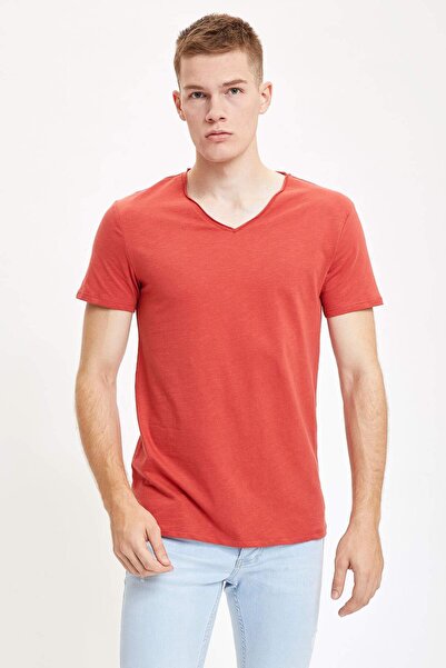 DeFacto Slim Fit V-Neck Basic κοντομάνικο μπλουζάκι M4791AZ20SP
