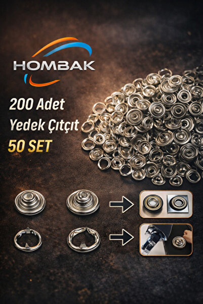 Hombak Yedek 200 adet Paslanmaz Çelik Çıtçıt
