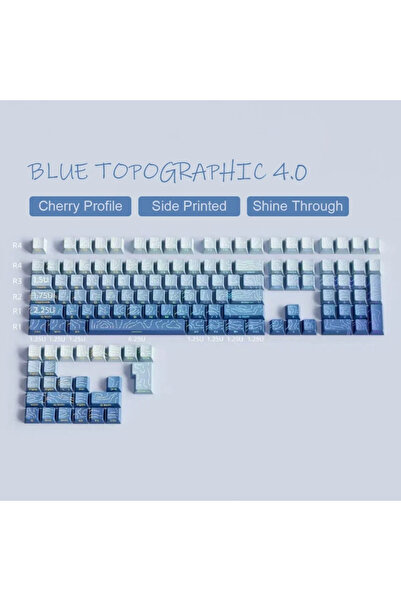 Choice16 134 Keys Sky Blue 2026 New Purple Topographic Side Print Shine Throu...