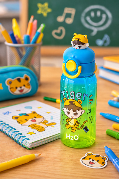 H2O Tiger Polikarbon Pipetli Suluk Kilitli Kapak Kırılmaz Okul Matarası 700 ml