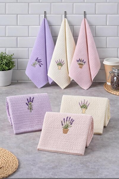 Eponj Home 6lı Kurulama Peçetesi Nakışlı 40x60 Lavanta