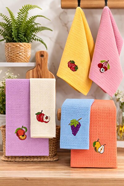 Eponj Home 6lı Kurulama Peçetesi Nakışlı 40x60 Meyve
