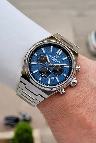 Daniel Klein Kadranı Mavi Kordonu Silver Renk 24 Ay Garantili 43 mm Erkek Kol...