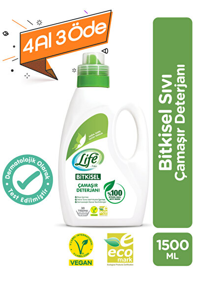 Life by Fakir Bitkisel Sıvı Çamaşır Deterjanı 1500ml-Biyoenzim Teknolojisi, R...