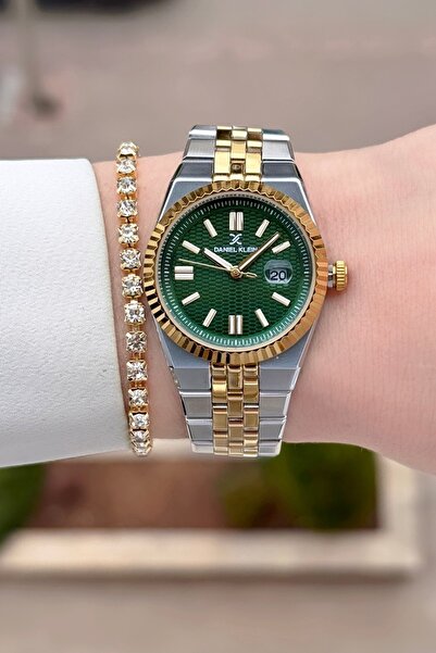 Daniel Klein Kadranı Yeşil Kordonu Sarı Silver Renk 24 Ay Garantili 30 mm Kad...