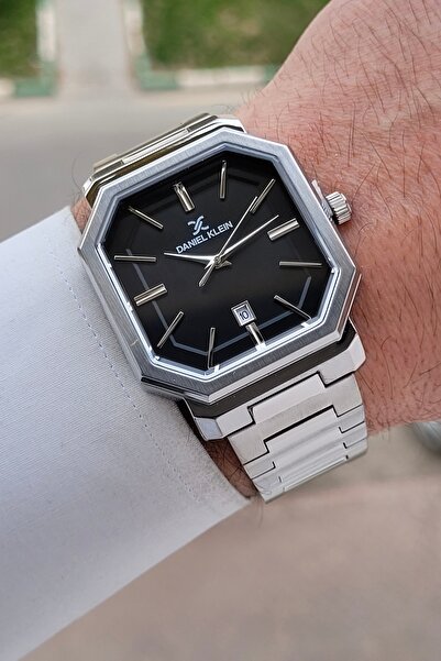 Daniel Klein Silver Color Men's Wristwatch with Black Cord