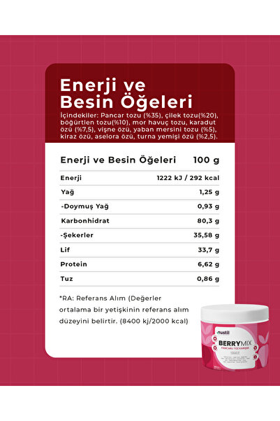 NUSTİL Berry Mix Orman Meyveli Toz Karışım 100g
