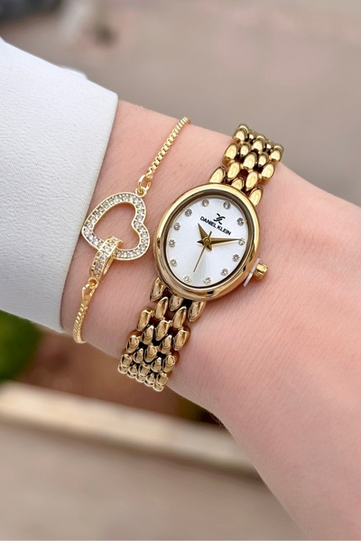 Daniel Klein Gold Color 2 Years Warranty 20.5 mm Women's Wristwatch and Bracelet