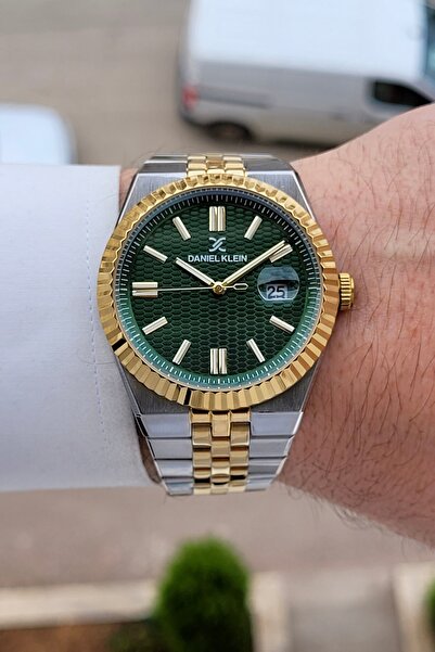 Daniel Klein Green Dial, Gold Metallic Color Strap, 2 Year Warranty, 41 mm Me...