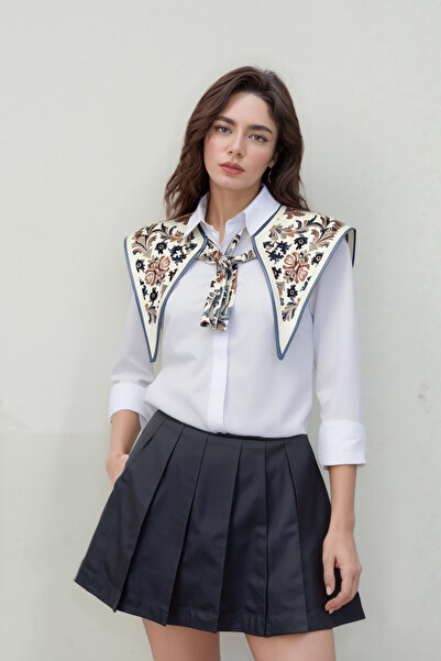 Walkenzo شال كتف نسائي من فلورال فين سارماشيك منقوش | وشاح ياقة السترة