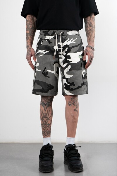 Plus Eighteen Of the System Grey Camouflage Men's Shorts