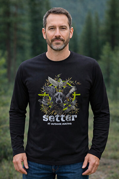 HT Outdoor Modelul nostru de tricou cu imprimeu cu câine de vânătoare de bumb...