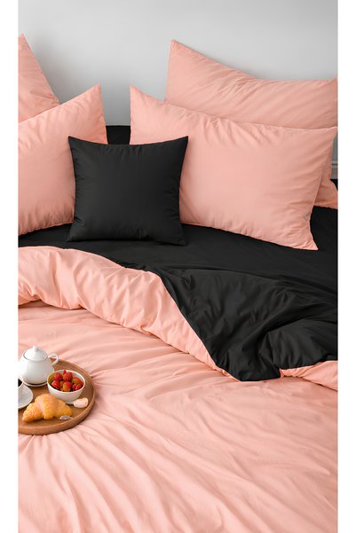 remtex Salmon & Black Single Duvet Cover Set – Modern Series