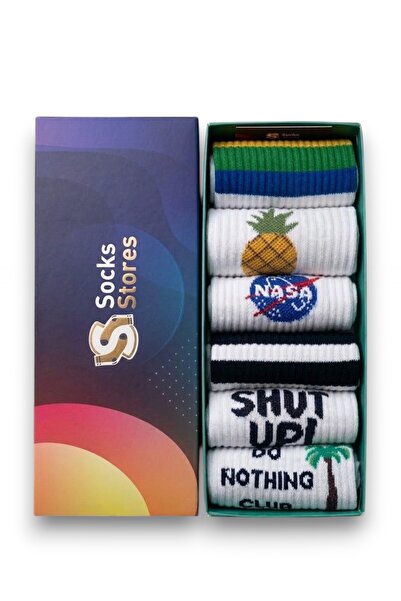 İbrahim Berk 6 Pairs Men's Women's Socks Socket Long Socks Colorful Patterned...