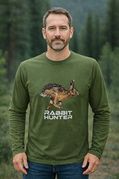 HT Outdoor Μοντέλο μπλουζάκι με μακρύ μανίκι από 100% βαμβάκι με φιγούρα κουν...