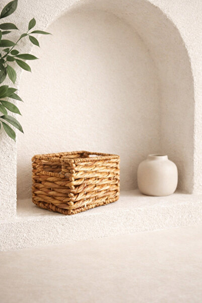KaiHome 20,5x15x14cm Ψάθινο στιβαρό καλάθι/οργανωτής από άνθιστρο νερού