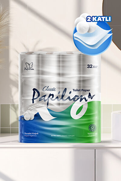 Papilion Classic 2 Katlı Tuvalet Kağıdı 32 Rulo Ekstra Yumuşak & Dayanıklı Bü...