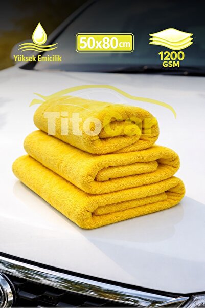 titocar Twisted Çift Taraflı Havlu Bez (Sarı) 50x80 cm