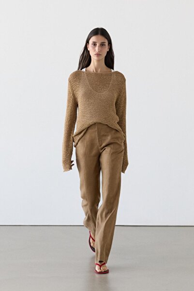 Massimo Dutti Kick flare fit 100% linen pants