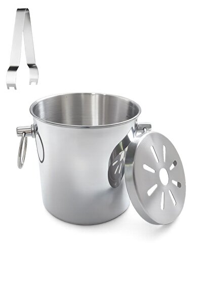 Weather Forecast Çelik Tek Cidarlı 1250 ml Maşalı Elekli Buz Kovası Buzluk ci...