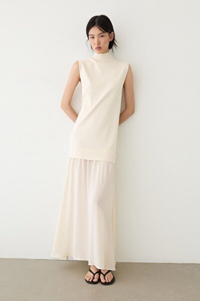 Massimo Dutti Kombine örgü midi elbise