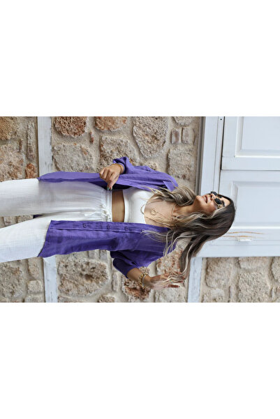 bytugcekaya Mor Viskon Standart Beden Gömlek