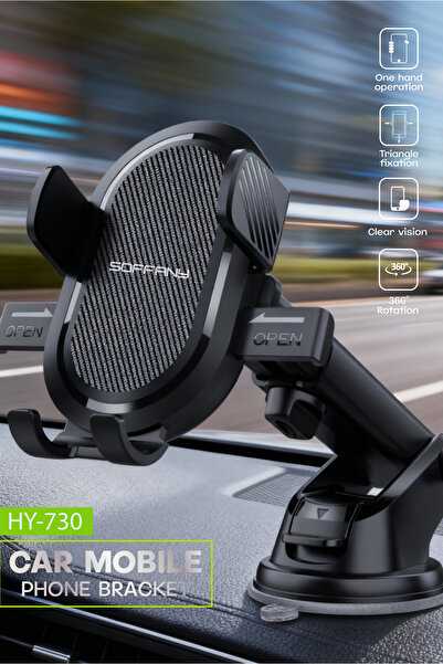 Soffany HY-730 HY-730 360° Ekstra Güçlü Vantuzlu Araç İçi Telefon Tutucu