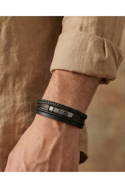 stainless steell Steel Detailed Unisex Bracelet 21 cm