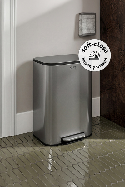 5FIVE Titan 30 L Metal Pedallı Çöp Kovası Çelik ,Dayanıklı, Kolay Temizlik Çı...