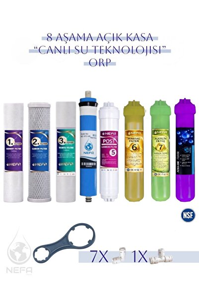 Nefa Tüm Acık Kasalara Uygun, 8 Aşamalı, -Orp Hidrojen Alkali- Ph 'Canlı Su T...