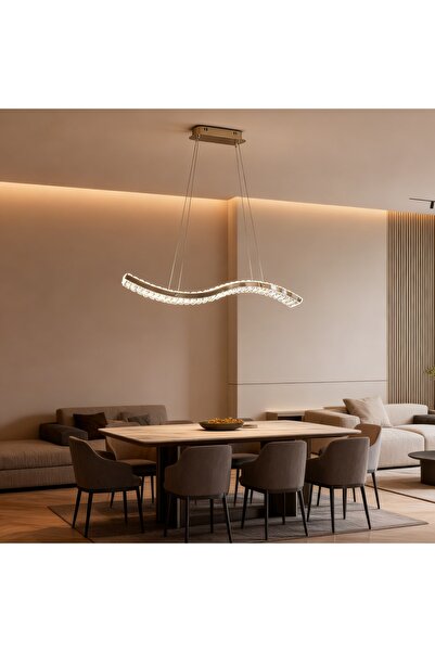 X-light Lustra Led Cristal, 40W, 3200 Lumeni, Auriu