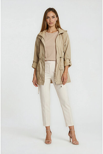 Spazio Christensen Kapüşonlu Çıtçıtlı Katlamalı Kol Safari Mont CAMEL